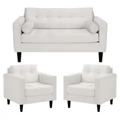 BODEVIR - Sofa Retro 2C+1+1 Felpa 00 Crudo