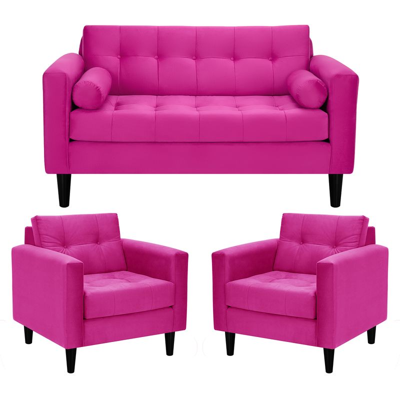 BODEVIR - Sofa Retro 2C+1+1 Felpa 00 Fucsia