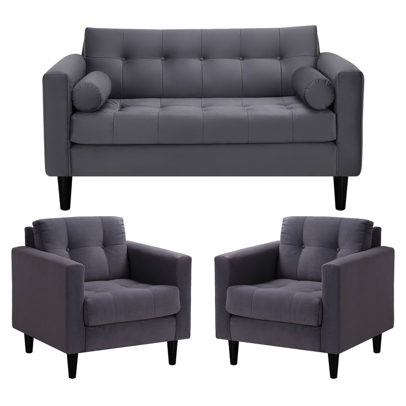 BODEVIR - Sofa Retro 2C+1+1 Felpa 00 Gris