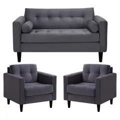 BODEVIR - Sofa Retro 2C+1+1 Felpa 00 Gris