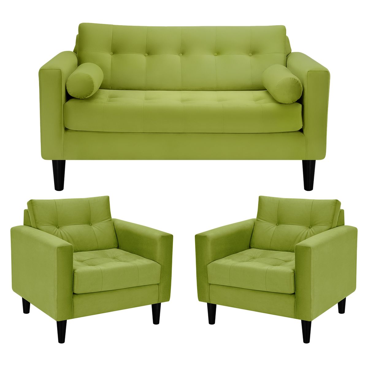 BODEVIR - Sofa Retro 2C+1+1 Felpa 00 Pistacho