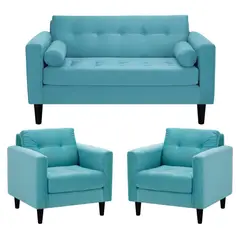 BODEVIR - Sofa Retro 2C+1+1 Felpa 00 Turquesa