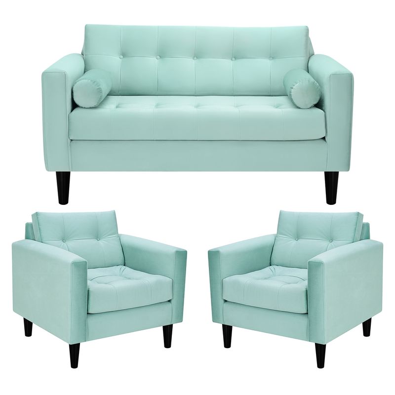 BODEVIR - Sofa Retro 2C+1+1 Felpa 00 Verde Agua