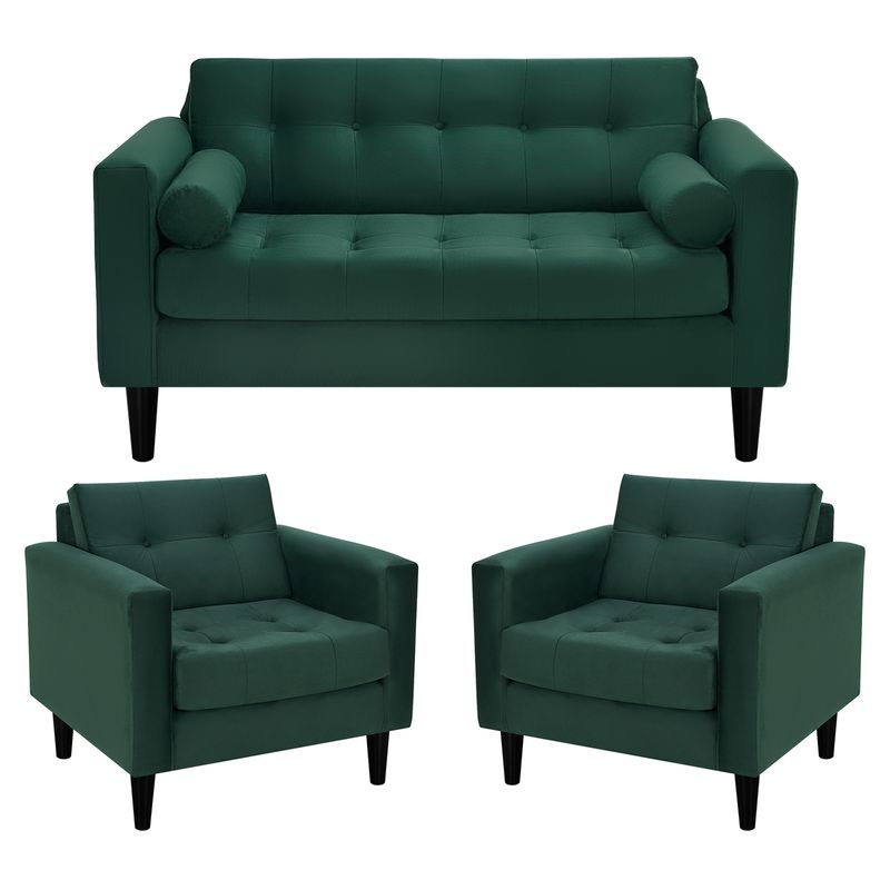 BODEVIR - Sofa Retro 2C+1+1 Felpa 00 Verde Botella