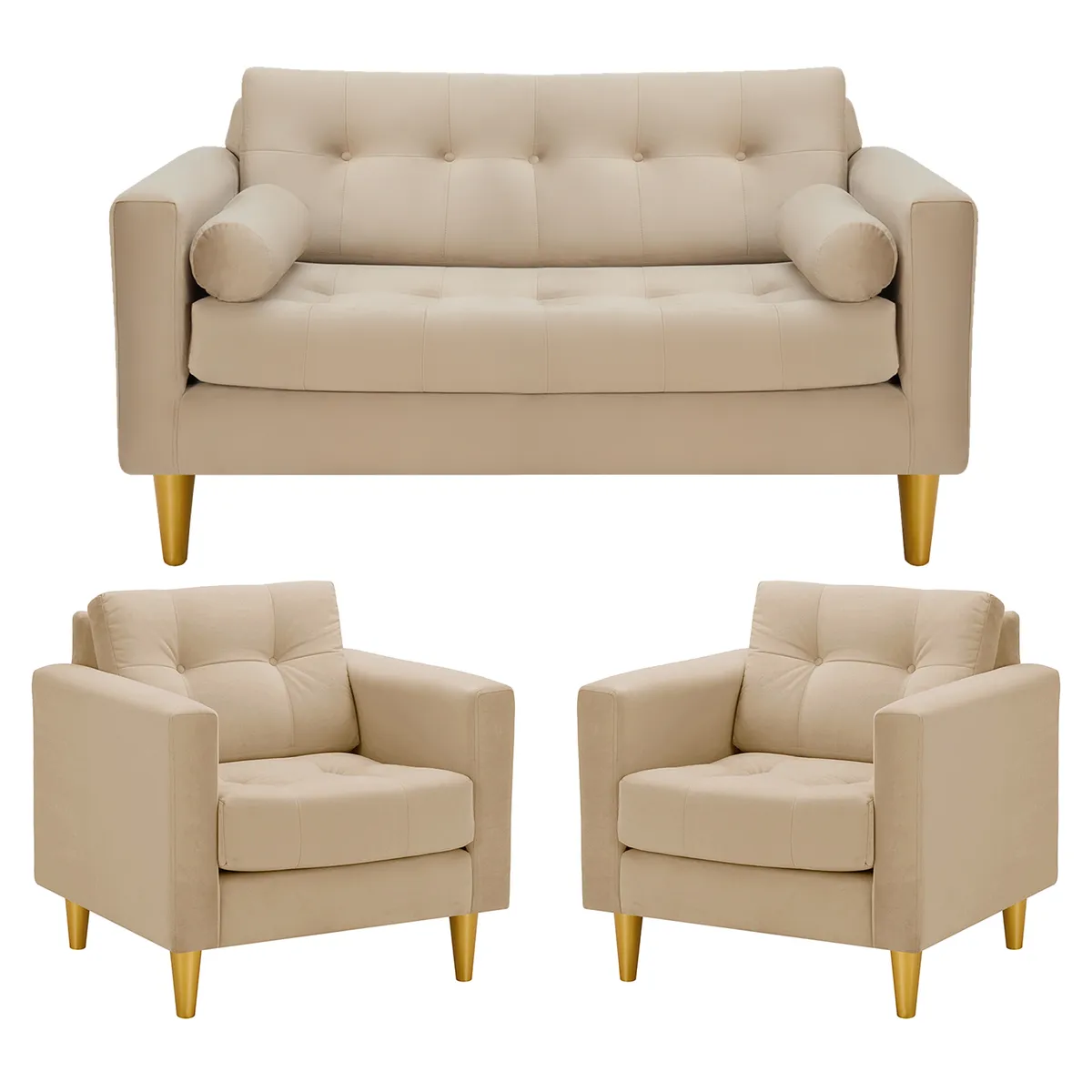 BODEVIR - Sofa Retro 2C+1+1 Felpa 01 Beige