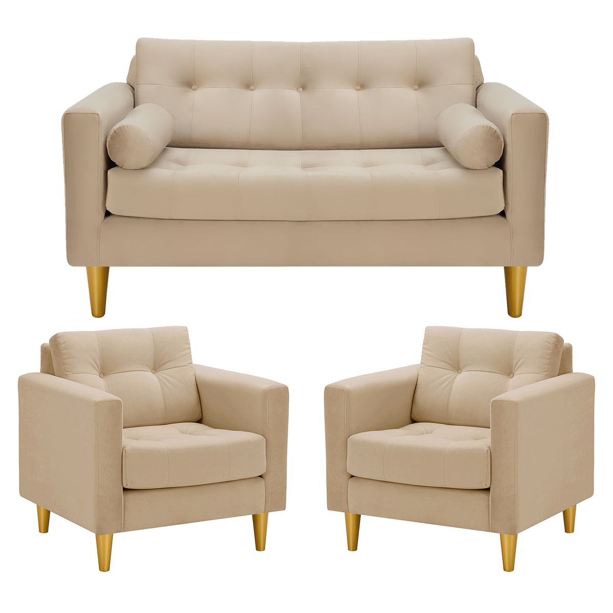 BODEVIR - Sofa Retro 2C+1+1 Felpa 01 Beige