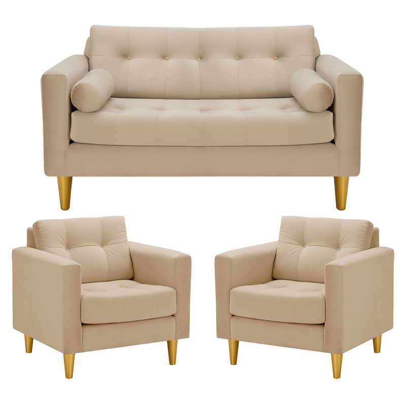 BODEVIR - Sofa Retro 2C+1+1 Felpa 01 Beige