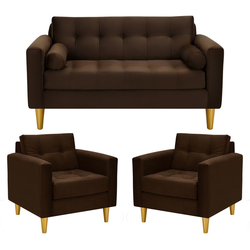 BODEVIR - Sofa Retro 2C+1+1 Felpa 01 Chocolate