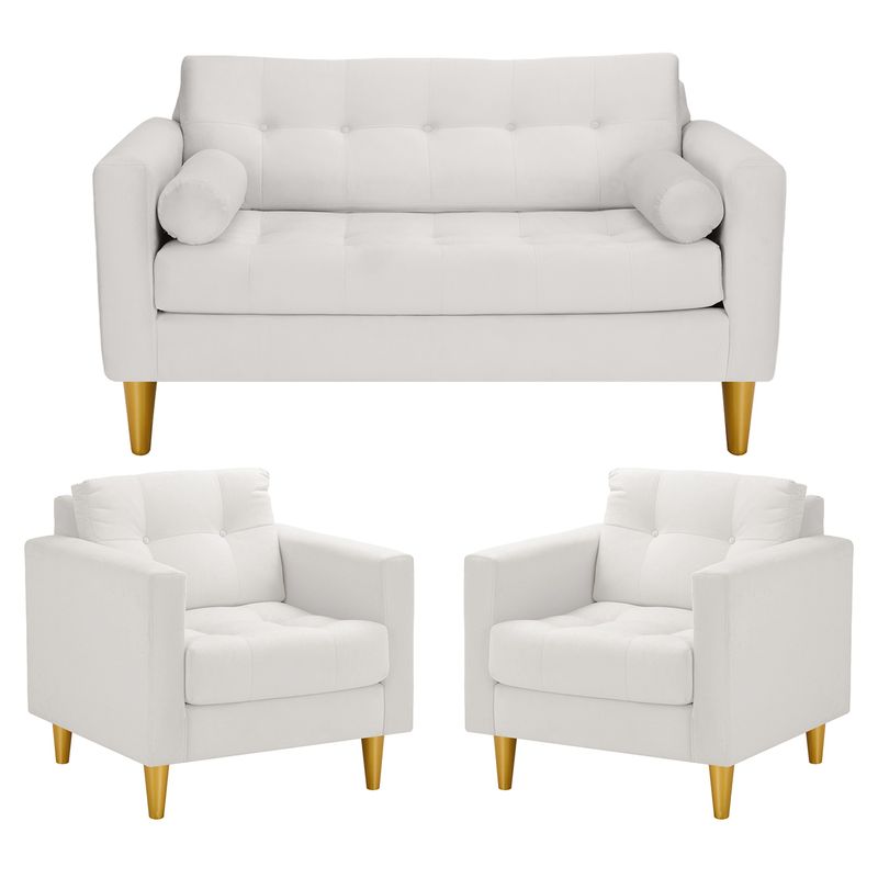 BODEVIR - Sofa Retro 2C+1+1 Felpa 01 Crudo