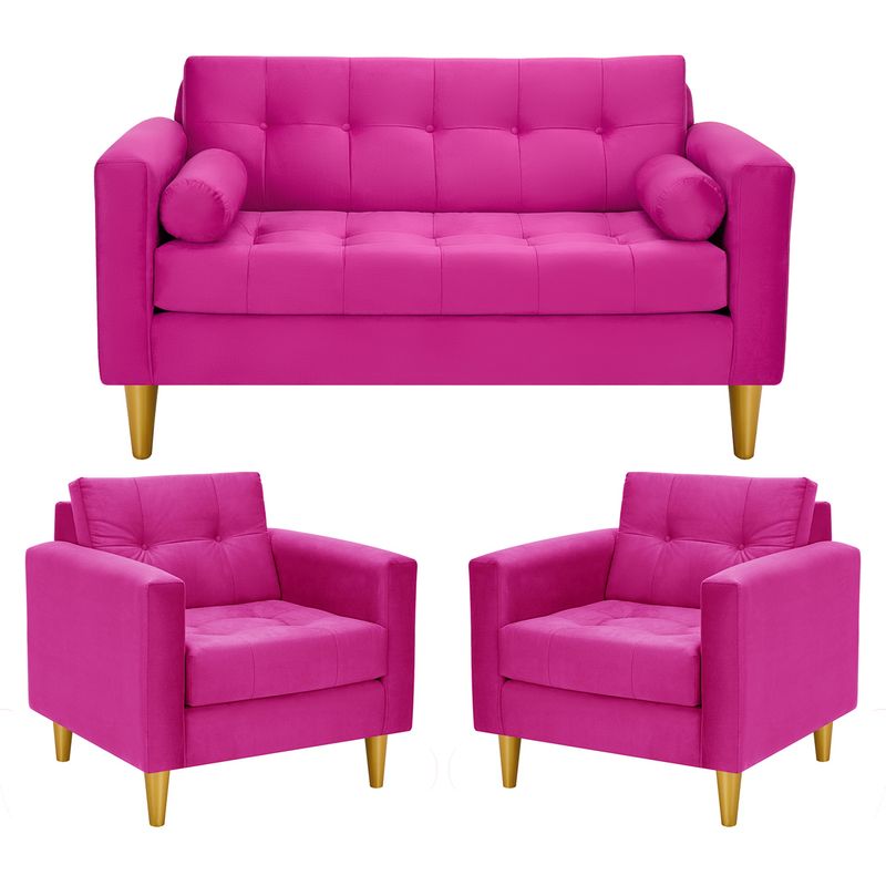 BODEVIR - Sofa Retro 2C+1+1 Felpa 01 Fucsia
