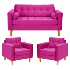 BODEVIR - Sofa Retro 2C+1+1 Felpa 01 Fucsia