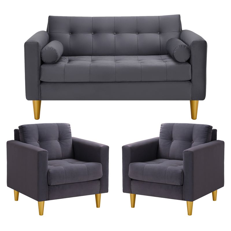 BODEVIR - Sofa Retro 2C+1+1 Felpa 01 Gris