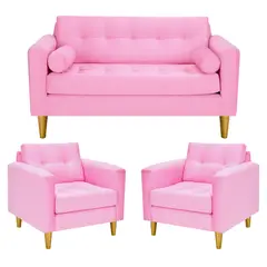 BODEVIR - Sofa Retro 2C+1+1 Felpa 01 Rosado