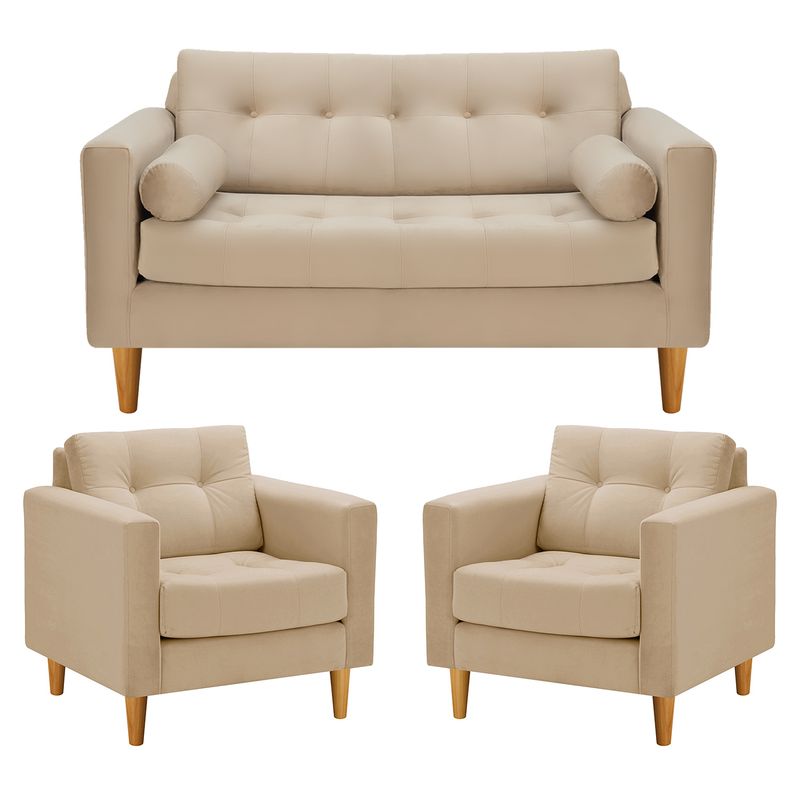 BODEVIR - Sofa Retro 2C+1+1 Felpa 04 Beige