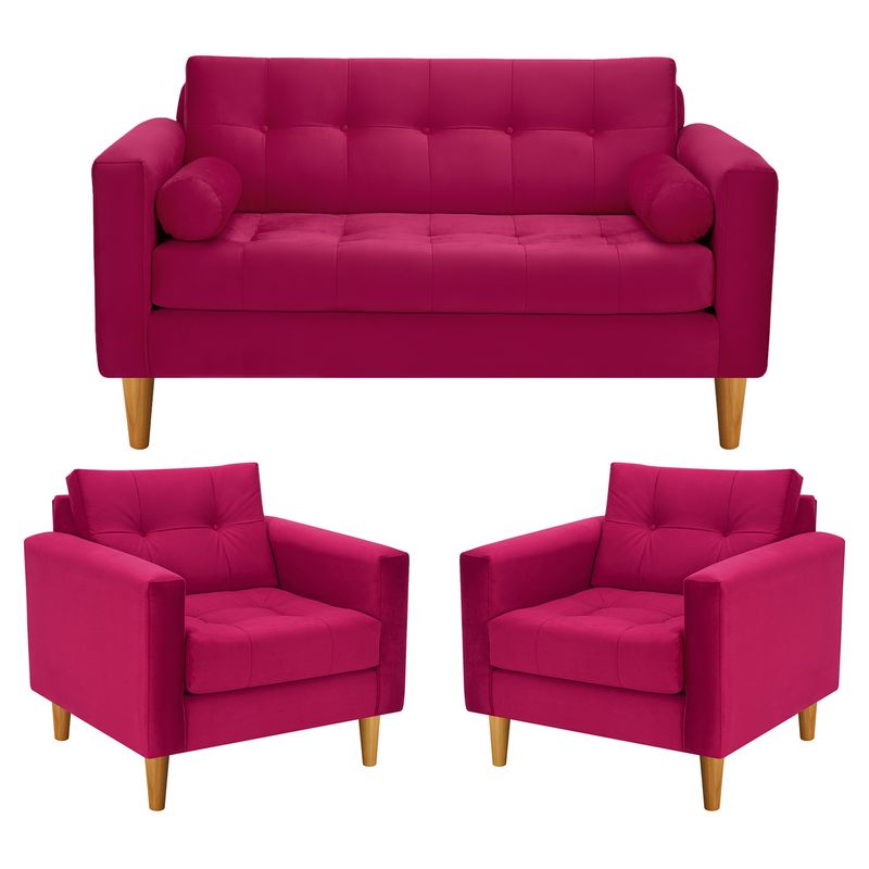 BODEVIR - Sofa Retro 2C+1+1 Felpa 04 Burdeo