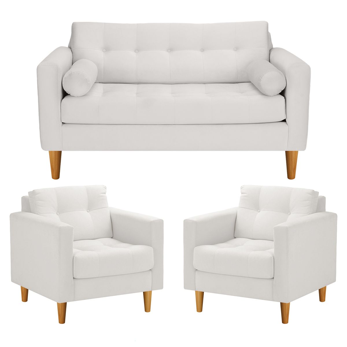 BODEVIR - Sofa Retro 2C+1+1 Felpa 04 Crudo