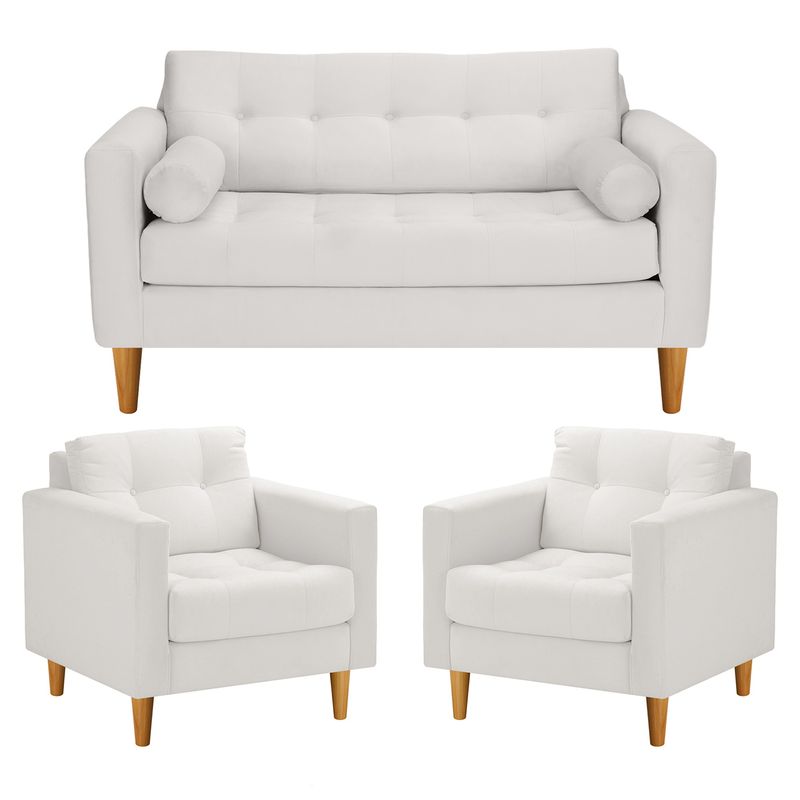 BODEVIR - Sofa Retro 2C+1+1 Felpa 04 Crudo