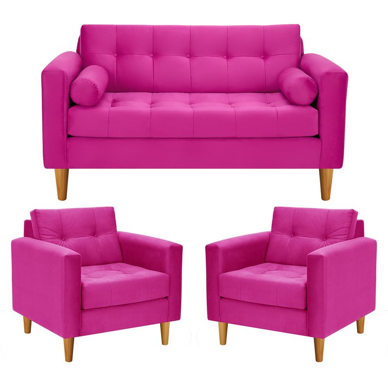 BODEVIR - Sofa Retro 2C+1+1 Felpa 04 Fucsia
