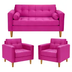 BODEVIR - Sofa Retro 2C+1+1 Felpa 04 Fucsia