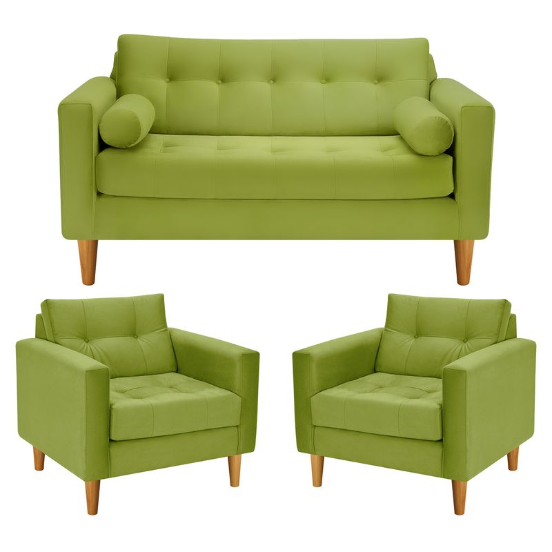 BODEVIR - Sofa Retro 2C+1+1 Felpa 04 Pistacho