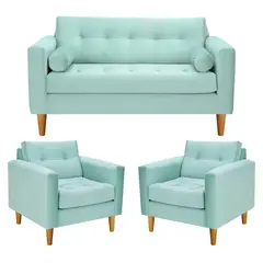 BODEVIR - Sofa Retro 2C+1+1 Felpa 04 Verde Agua
