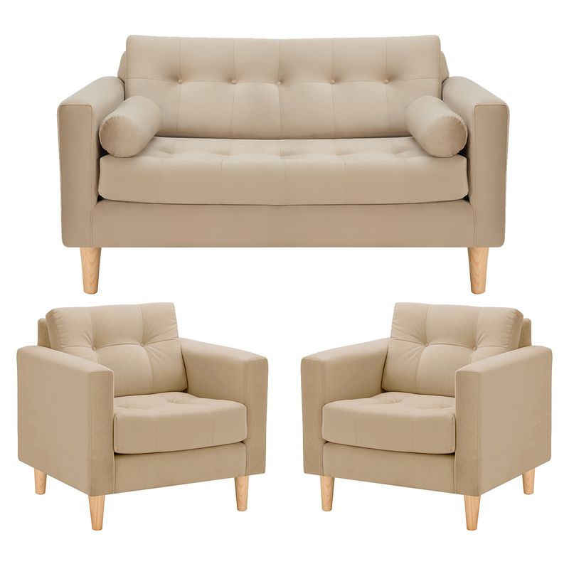 BODEVIR - Sofa Retro 2C+1+1 Felpa 05 Beige