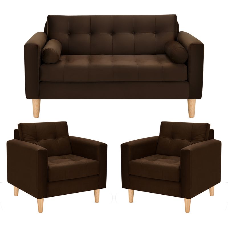BODEVIR - Sofa Retro 2C+1+1 Felpa 05 Chocolate