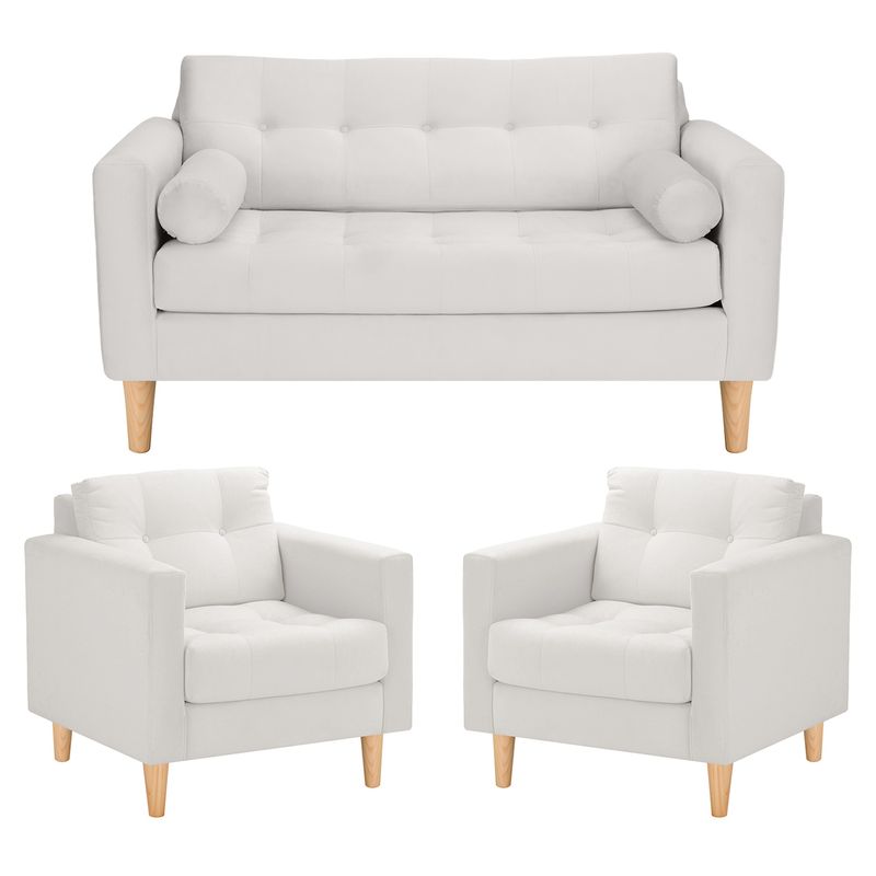 BODEVIR - Sofa Retro 2C+1+1 Felpa 05 Crudo