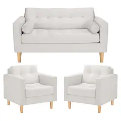BODEVIR - Sofa Retro 2C+1+1 Felpa 05 Crudo