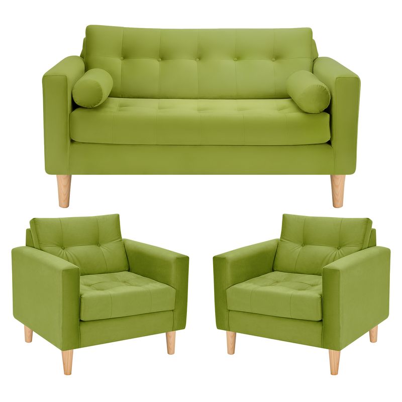 BODEVIR - Sofa Retro 2C+1+1 Felpa 05 Pistacho