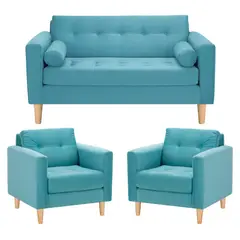 BODEVIR - Sofa Retro 2C+1+1 Felpa 05 Turquesa