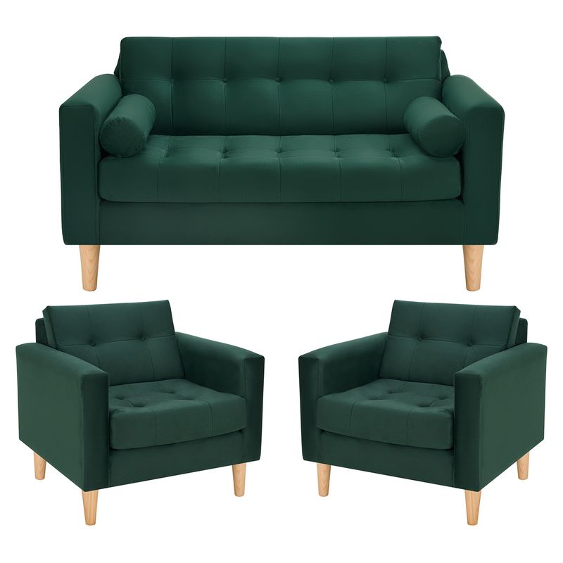 BODEVIR - Sofa Retro 2C+1+1 Felpa 05 Verde Botella