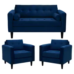 BODEVIR - Sofa Retro 2C+1+1 Felpa 00 Azul Marino