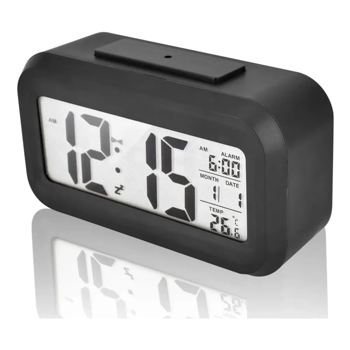 BITART - Reloj Despertador Pantalla Led Fecha Temperatura Alarma negro