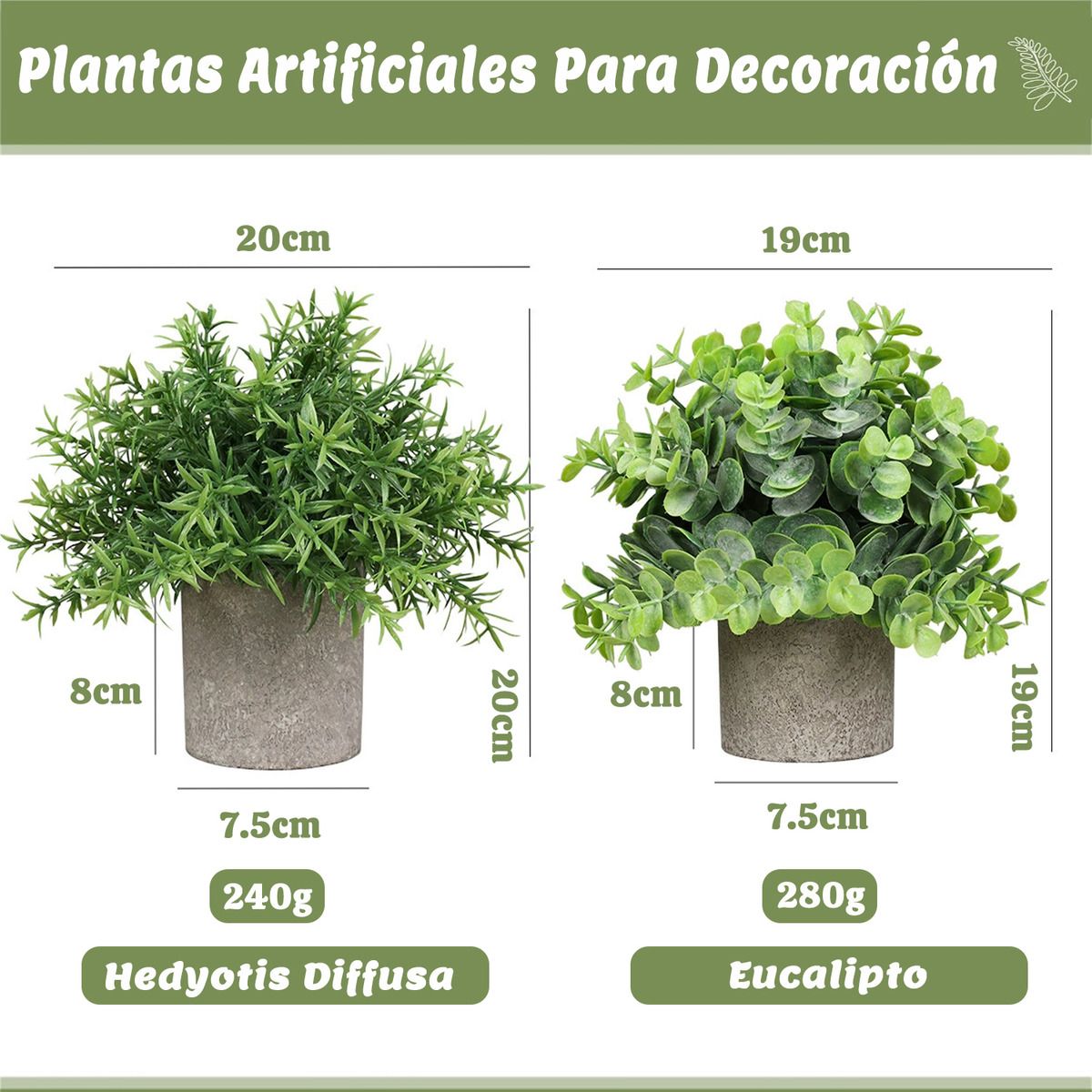 GENERICO - 2Pzs Plantas Artificiales En Maceta Hogar Oficina Decoración