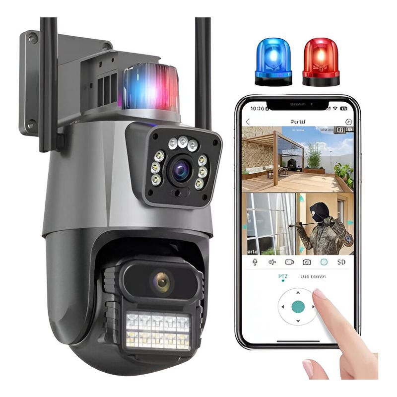GENERICO - CAMARA DE SEGURIDAD WIFI 8MP CON DOBLE LENTE ALEXA
