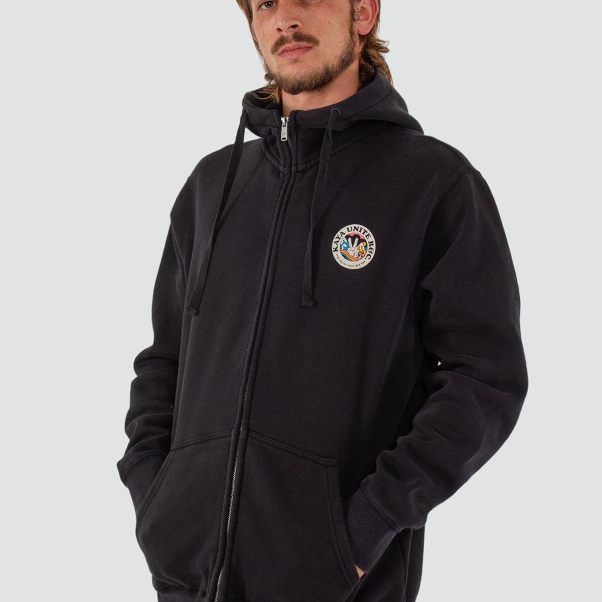 KAYA UNITE - Polerón Hombre Full Zip Planet Negro