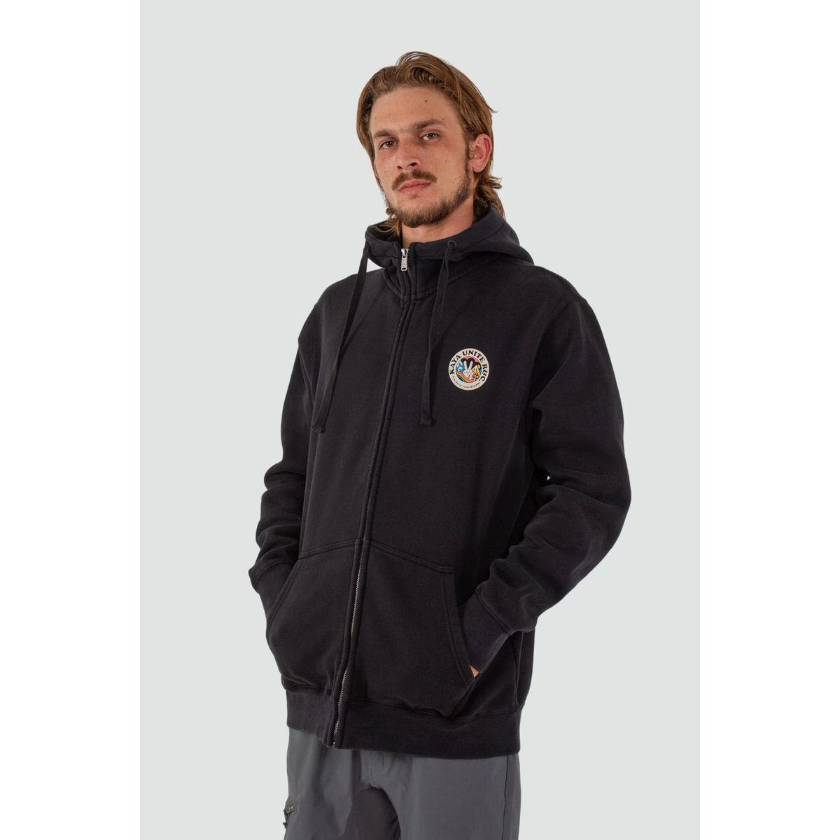 KAYA UNITE - Polerón Hombre Full Zip Planet Negro