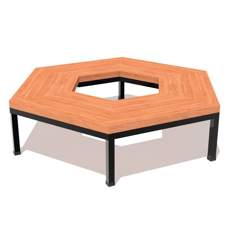 GENERICO - ESCAÑO BANCA HEXAGONAL METAL MADERA