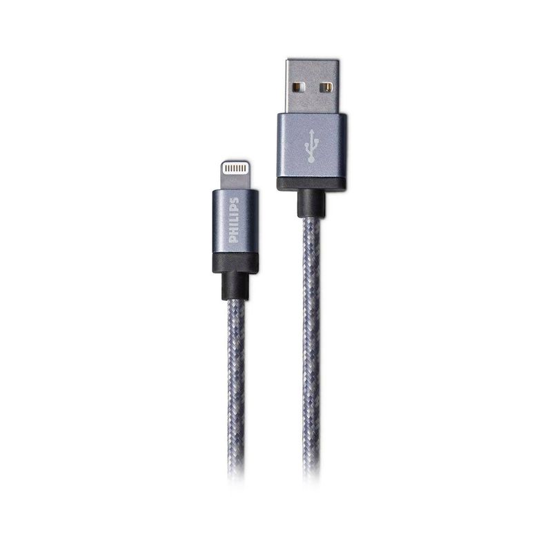 PHILIPS - CABLE COMPATIBLE CON IPHONE 1.2 MTS TRENZADO GRIS PHILIPS OPEN BOX