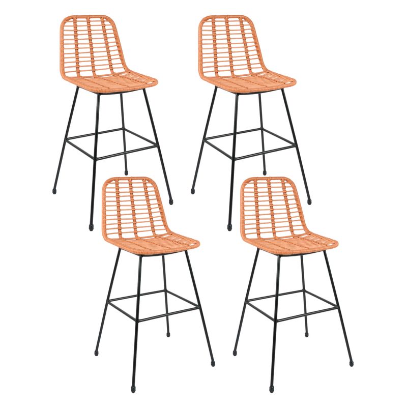 KLIK - Pack de 4 Taburetes Alto de Terraza Rattan Grecia Color Madera