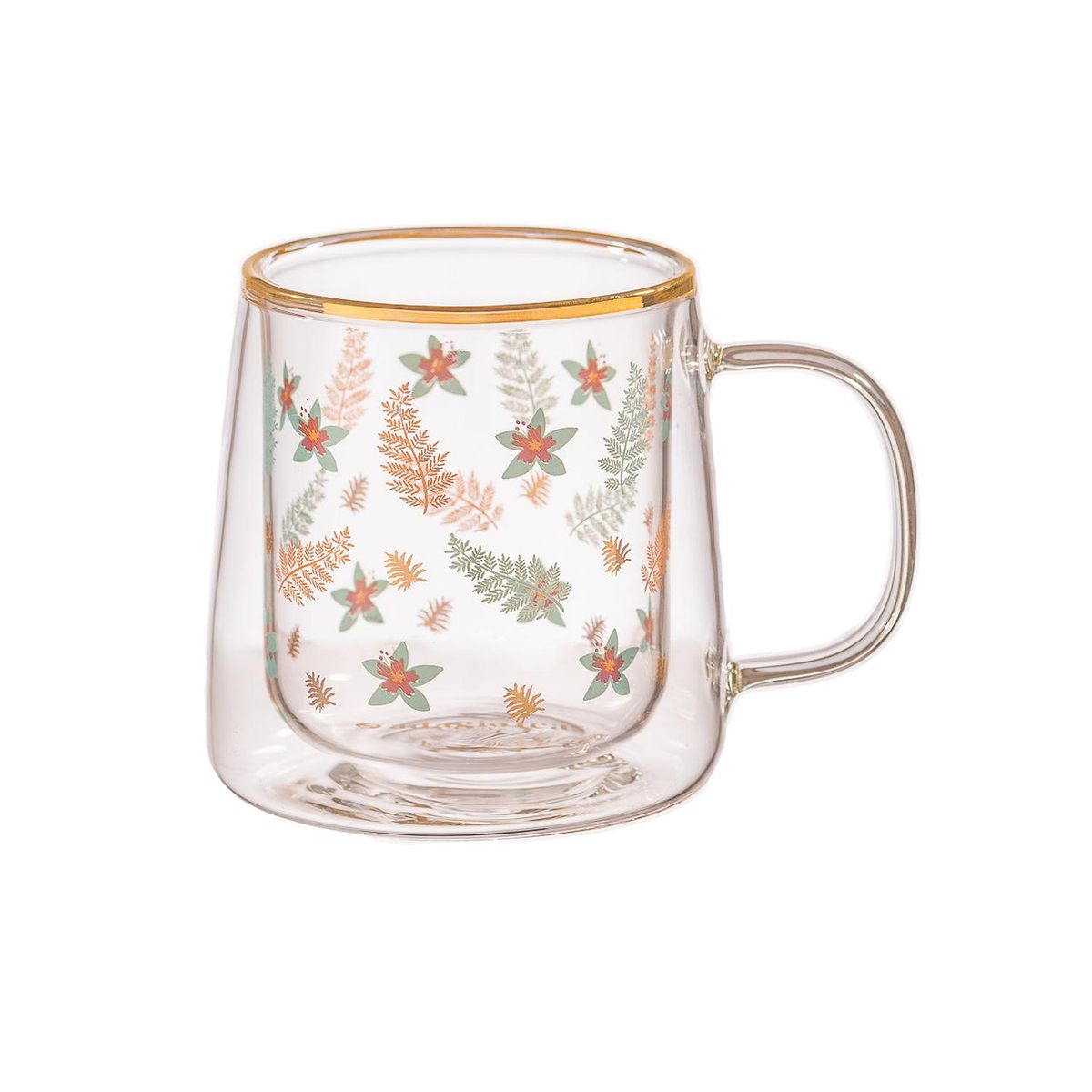 ADAGIO TEAS - Taza Doble Vidrio Flowers and Leaves 250 ml