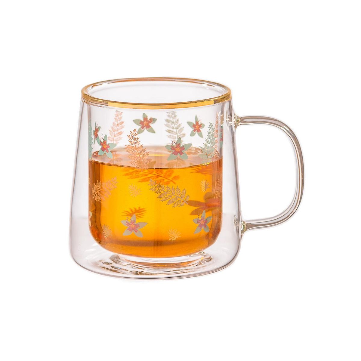 ADAGIO TEAS - Taza Doble Vidrio Flowers and Leaves 250 ml