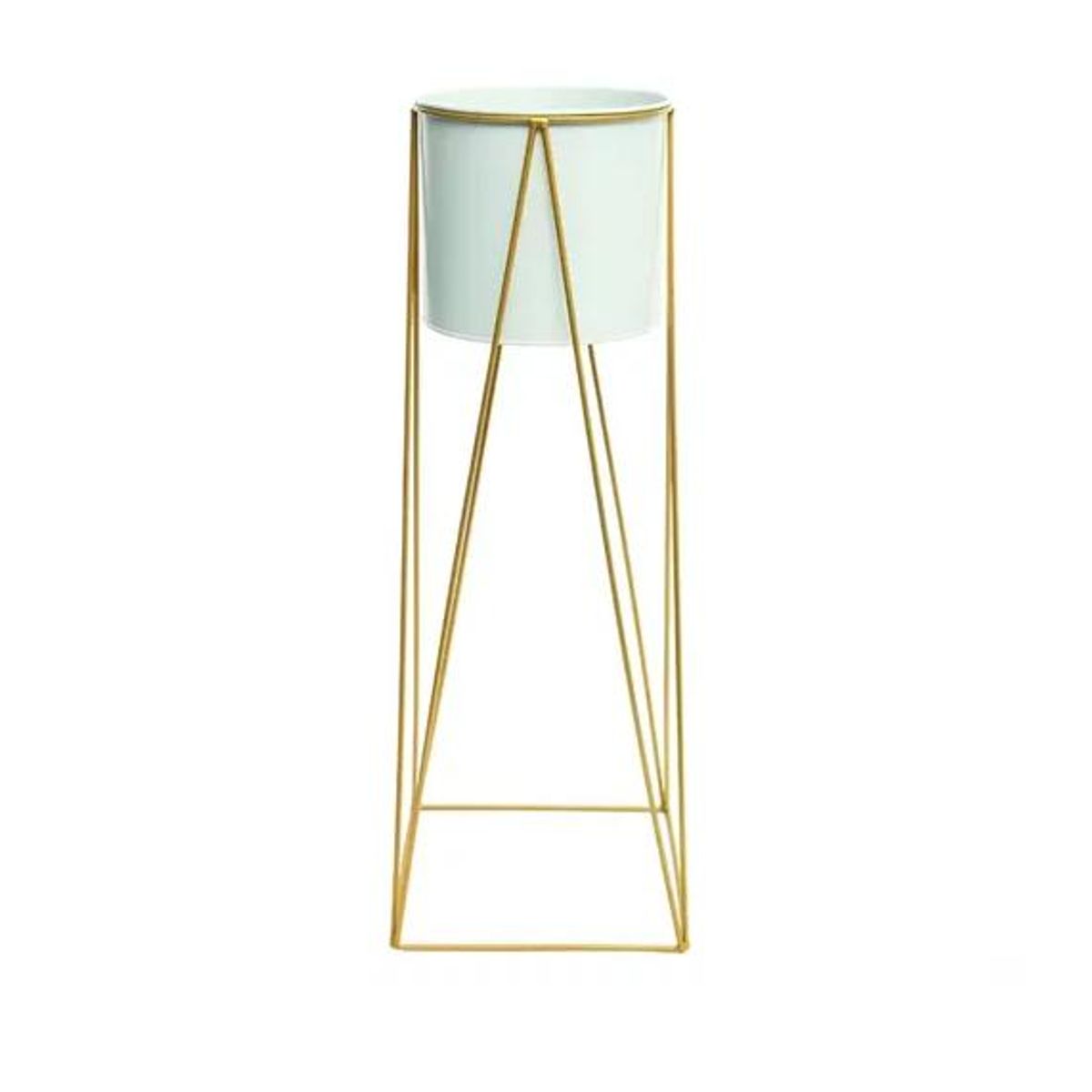 GENERICO - Porta Macetero Pedestal Blanco y Dorado para Plantas