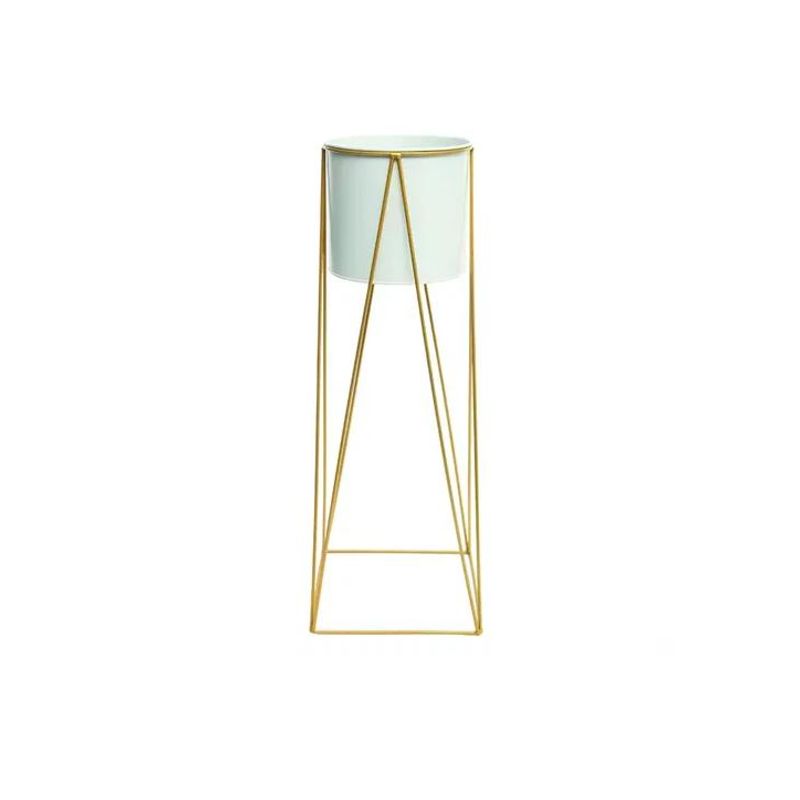 GENERICO - Porta Macetero Pedestal Blanco y Dorado para Plantas