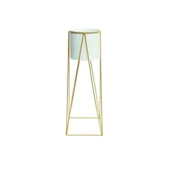 GENERICO - Porta Macetero Pedestal Blanco y Dorado para Plantas