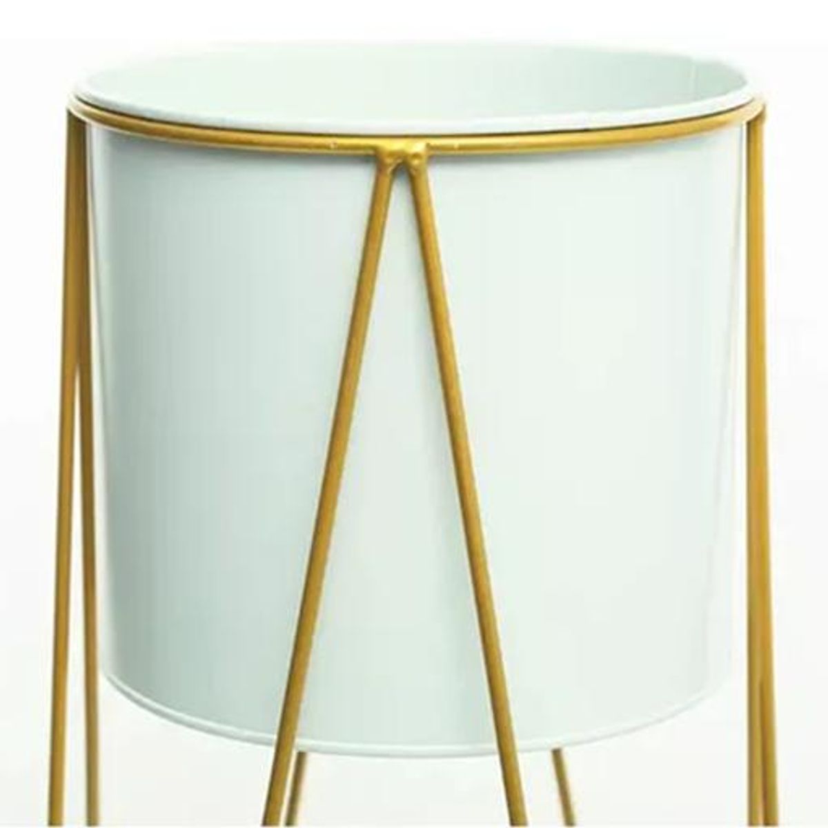 GENERICO - Porta Macetero Pedestal Blanco y Dorado para Plantas