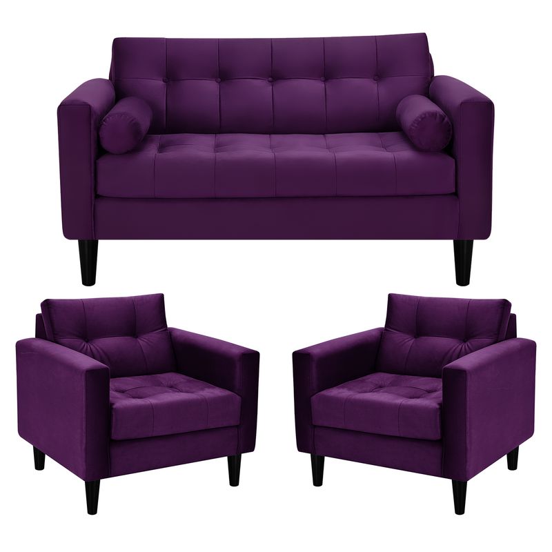 BODEVIR - Sofa Retro 2C+1+1 Felpa 00 Morado
