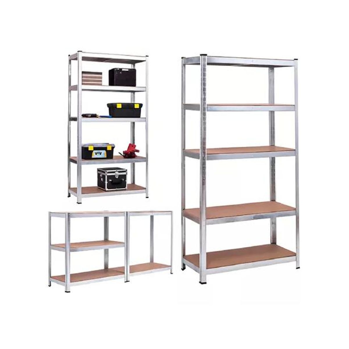 GENERICO - Pack 2 Estantes Metálicos 180x90x40cm Organizador Aspor Plata 5 Niv