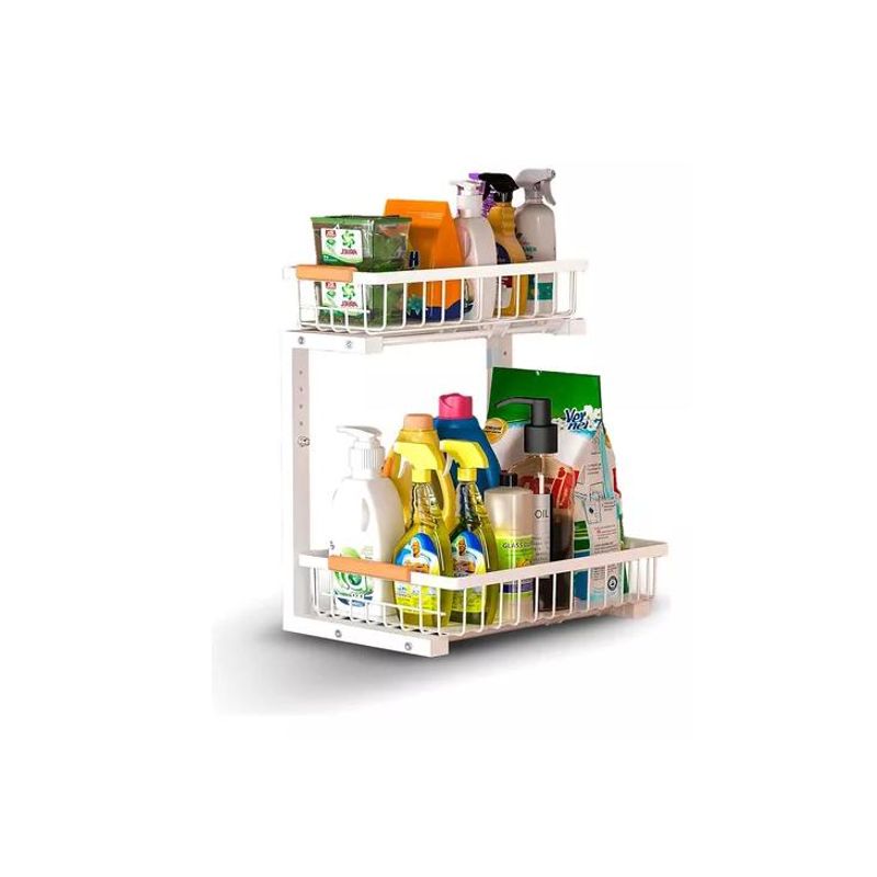 GENERICO - Organizador Estante Multiuso Bajo Lavaplatos Cocina Baño Blanco